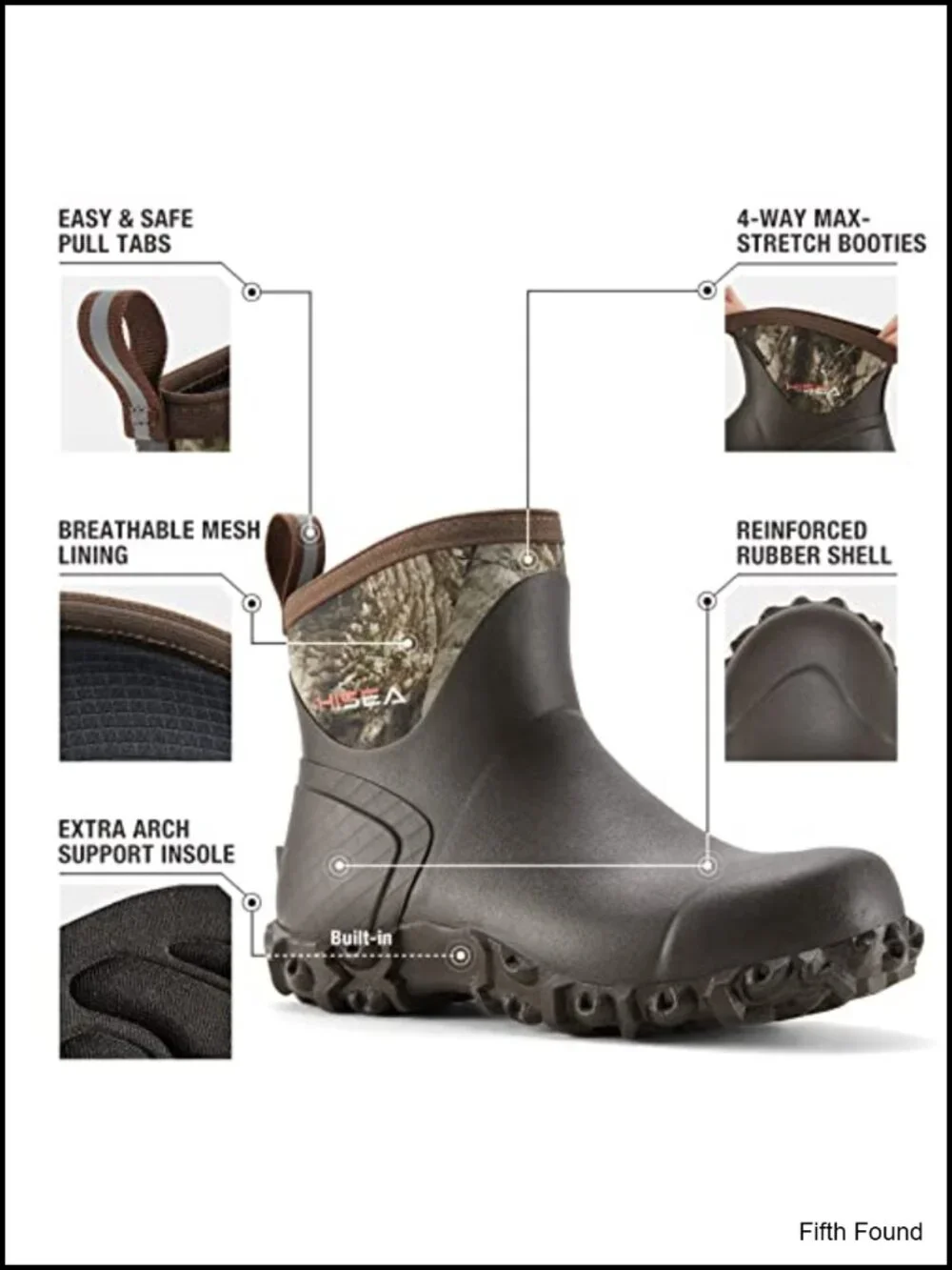 Men's Rain Boots Waterproof Ankle Booties for Gardening